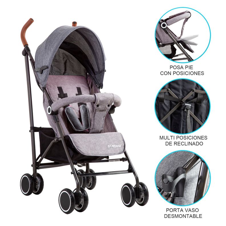 Coche paragua Clap Melange Bebesit - Gris-7