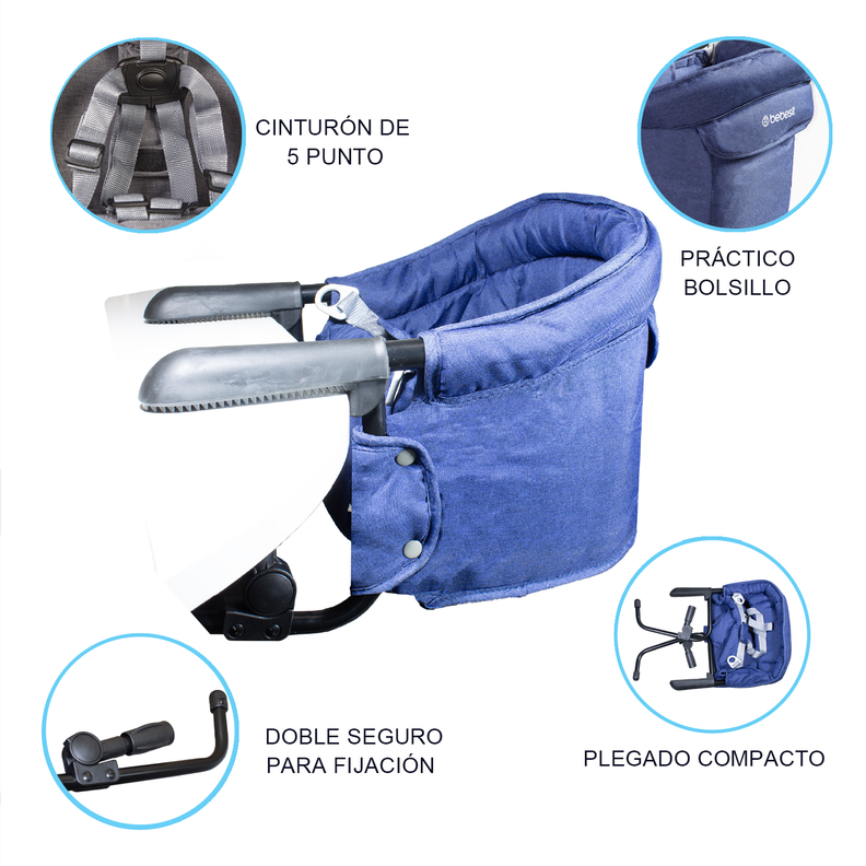 Silla de Comer Eat & Bear Azul Sujeción de Mesa Portable-6