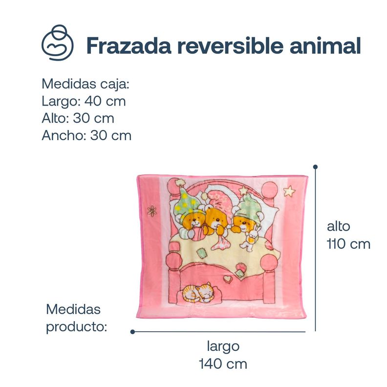 Frazada Reversible 3 Osos Rosada Bebesit-6