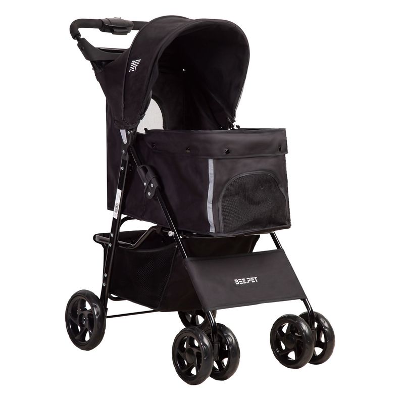 Coche Mascota Plegable Pro Perro Gato Negro BeePet Bebesit-0