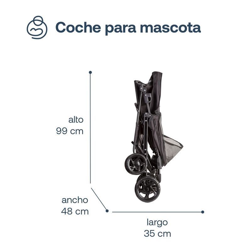 Coche Mascota Plegable Pro Perro Gato Negro BeePet Bebesit-6