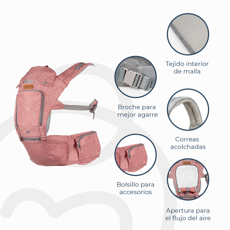 Porta Bebe Arnés con asiento cuidados cadera Hip Seat Rosado-6