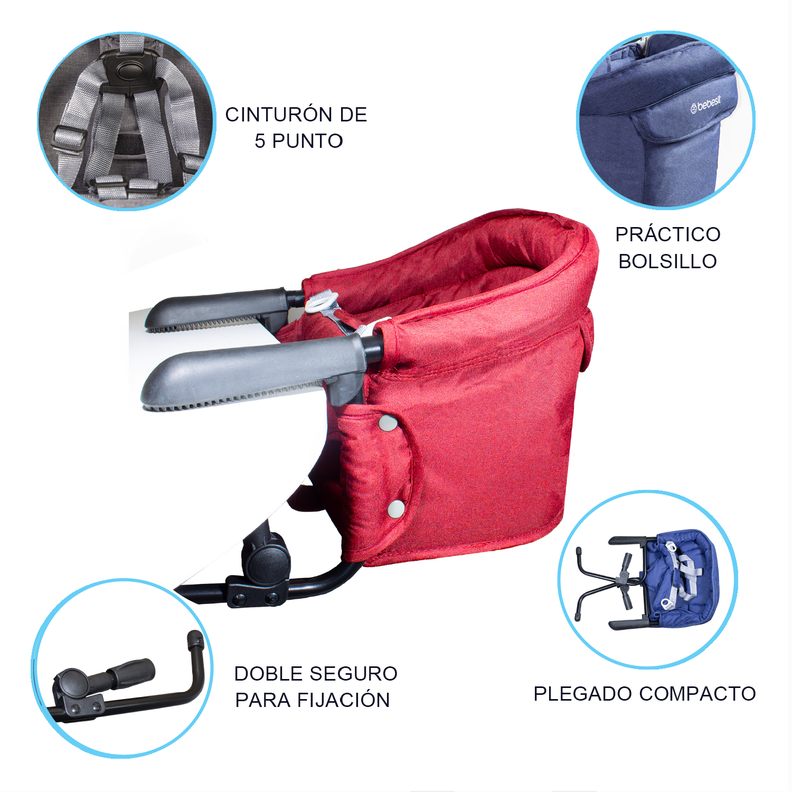 Silla de Comer Eat & Bear Roja Sujeción de Mesa Portable-7