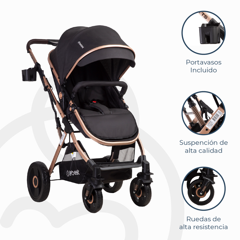 Coche Cuna Paseo Vox Gold Negro Bebesit-4