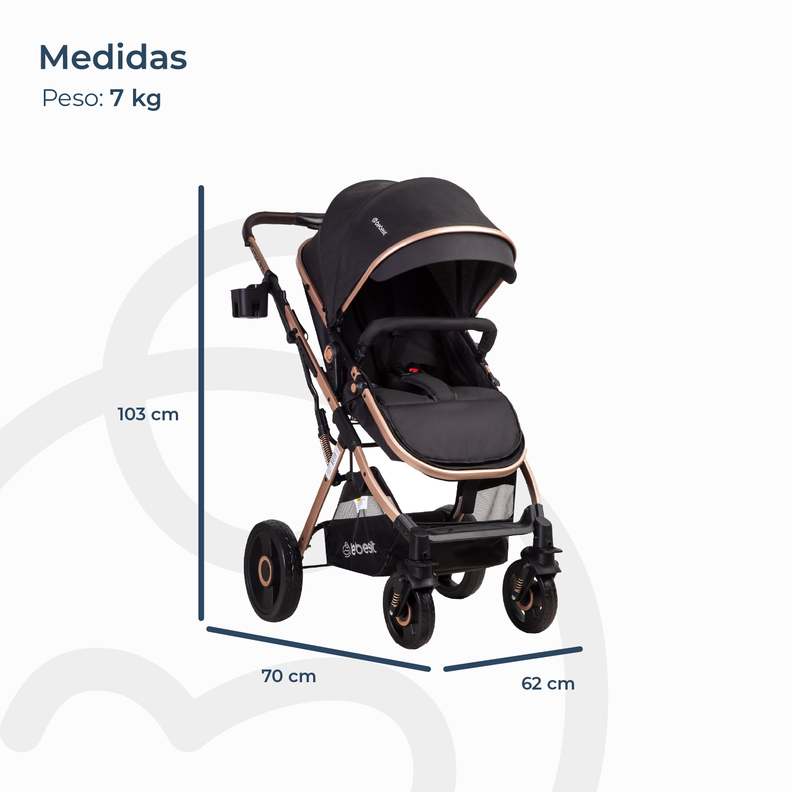 Coche Cuna Paseo Vox Gold Negro Bebesit-6