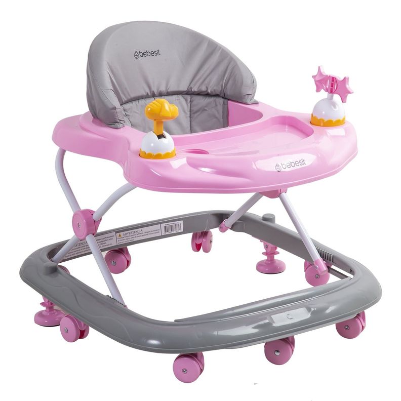 Andador Musical Airbus Gris Rosado-1