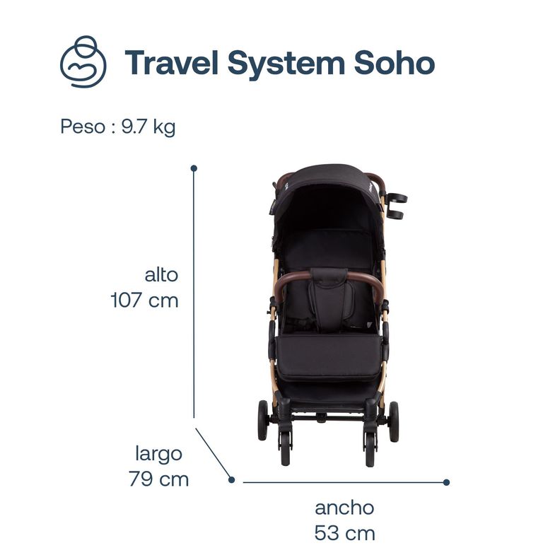 Coche Maleta Compacto Travel System Soho Negro Bebesit-8