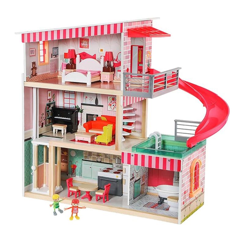 Casa de Muñecas + Muebles Madera Montessori  Bella-0