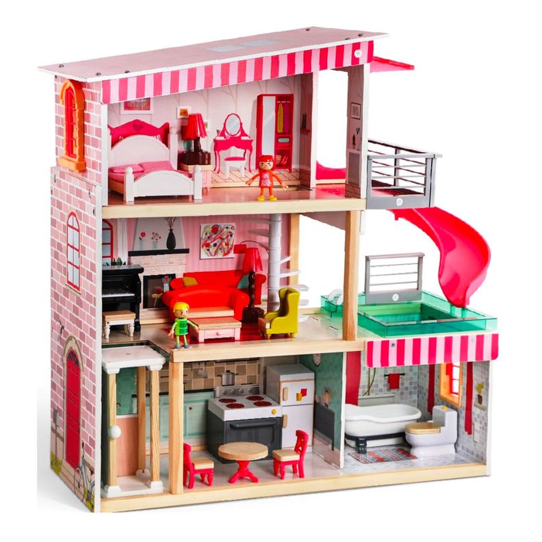 Casa de Muñecas + Muebles Madera Montessori  Bella-1