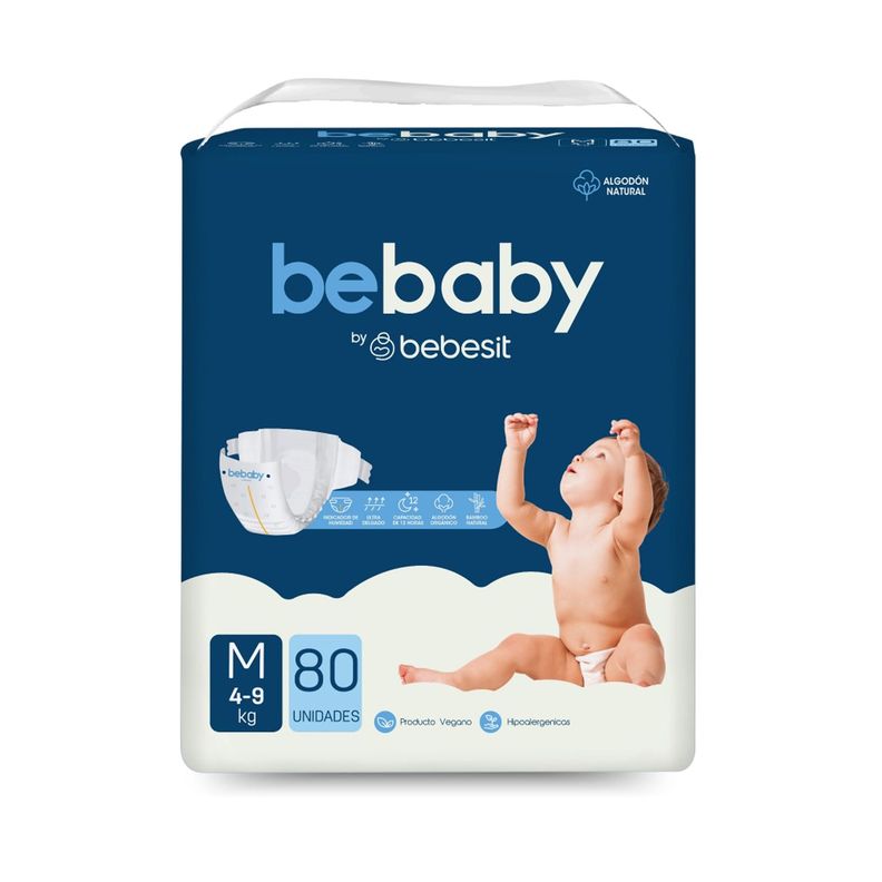 Pañales BeBaby Premium By Bebesit M 80u Hipoalergénico-0