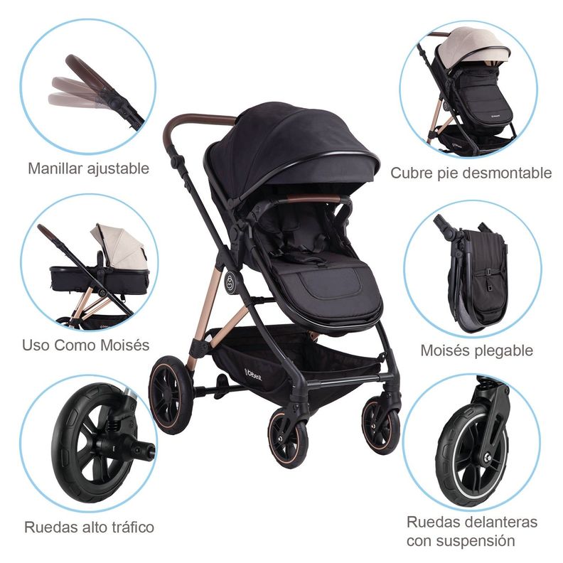 Coche Cuna Travel System Neo Negro Bebesit-5