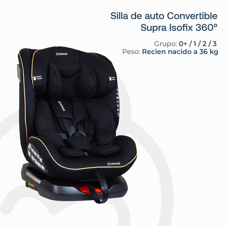 Silla de Auto Convertible Supra 360° Black Gold-3
