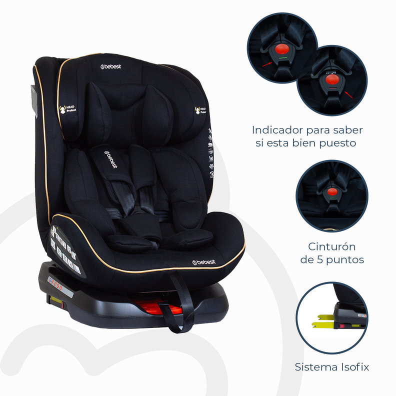 Silla de Auto Convertible Supra 360° Black Gold-4