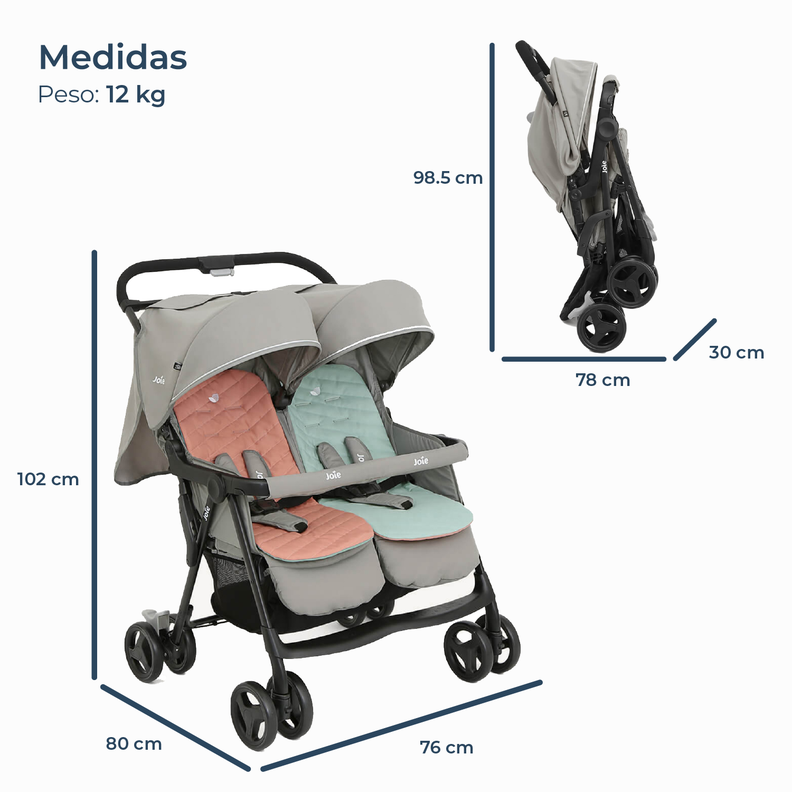Coche Paseo Doble Aire Twin  Nectar & Mineral Joie-4