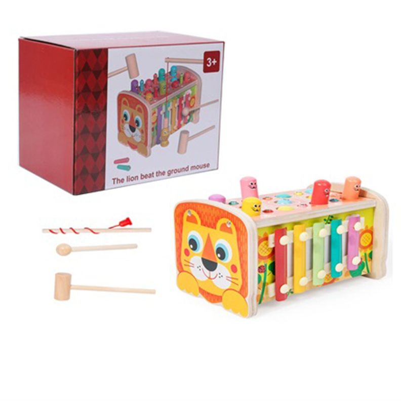 Juguete de Madera Leon Multifuncional Xilófono Montessori-0