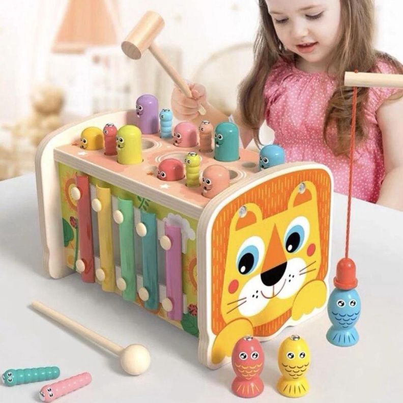 Juguete de Madera Leon Multifuncional Xilófono Montessori-1