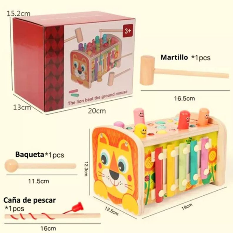 Juguete de Madera Leon Multifuncional Xilófono Montessori-5