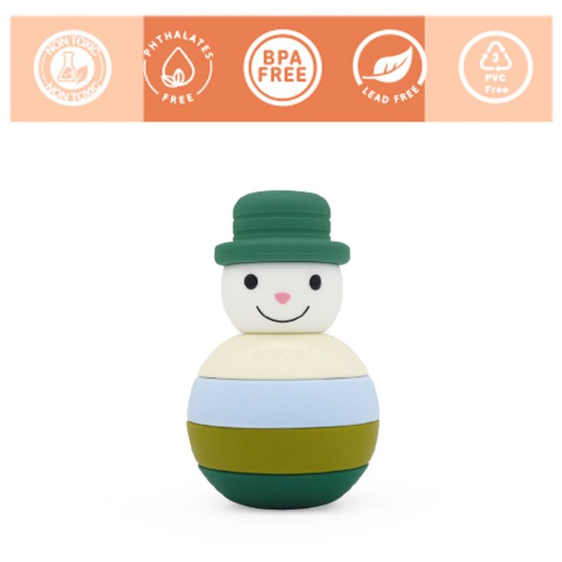 Juguete Muñeco Nieve Montessori Silicona Verde-2