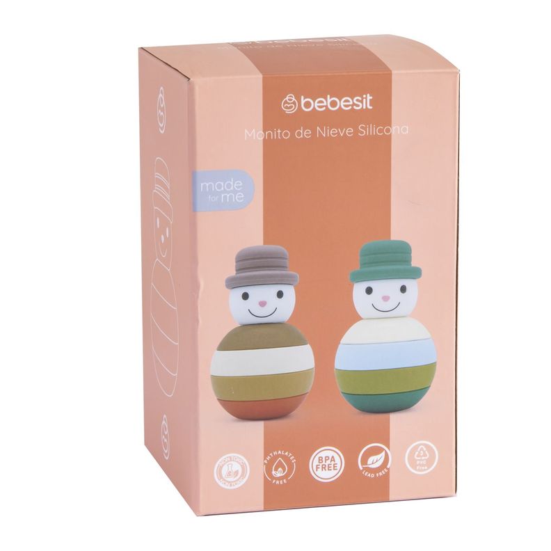 Juguete Muñeco Nieve Montessori Silicona Verde-3