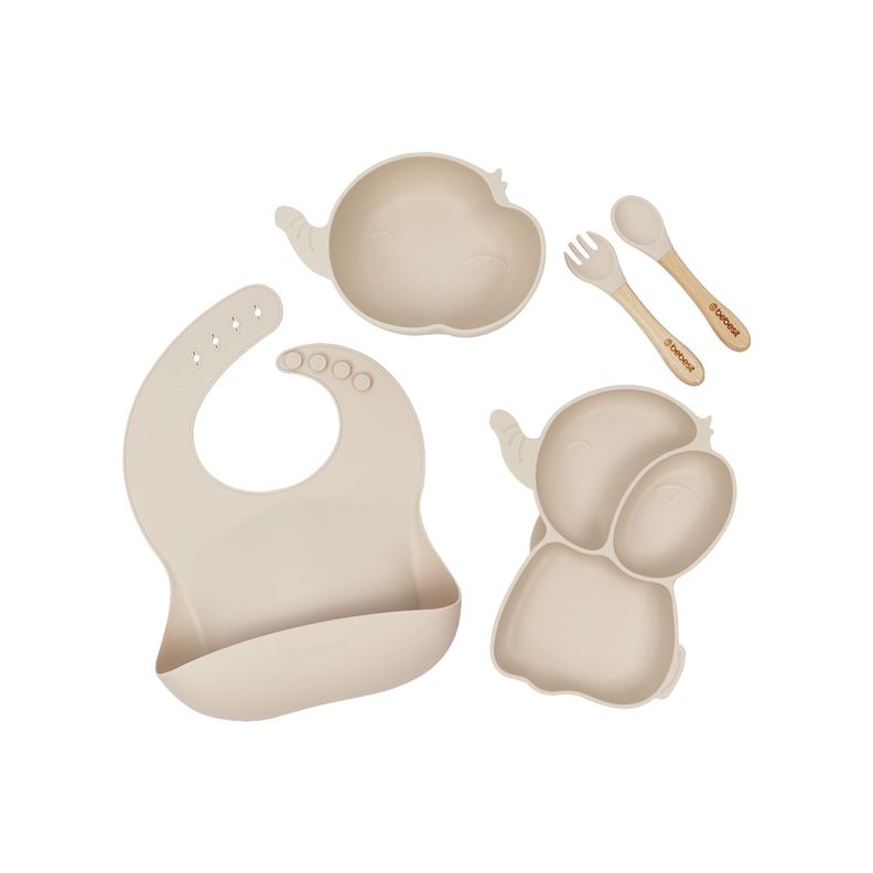 Set Alimentacion Elefante Silicona Beige-0