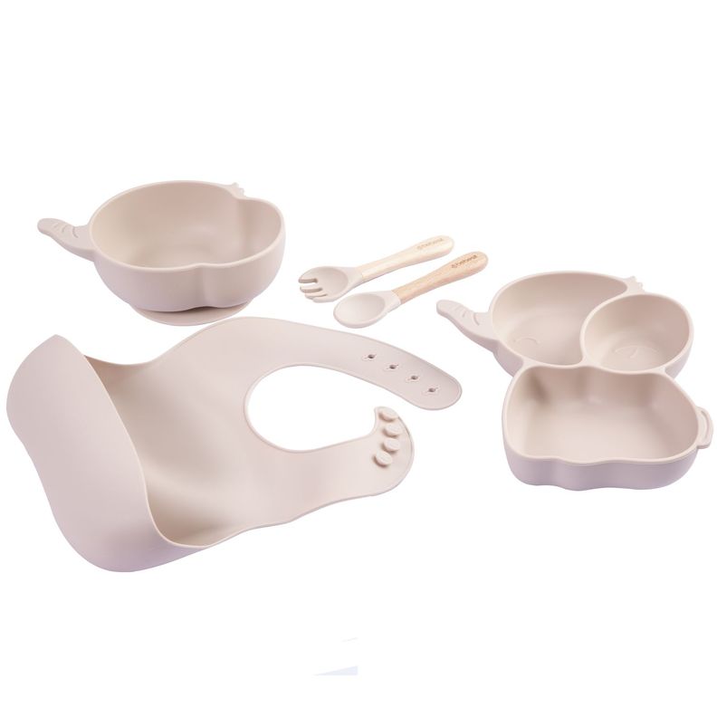 Set Alimentacion Elefante Silicona Beige-1
