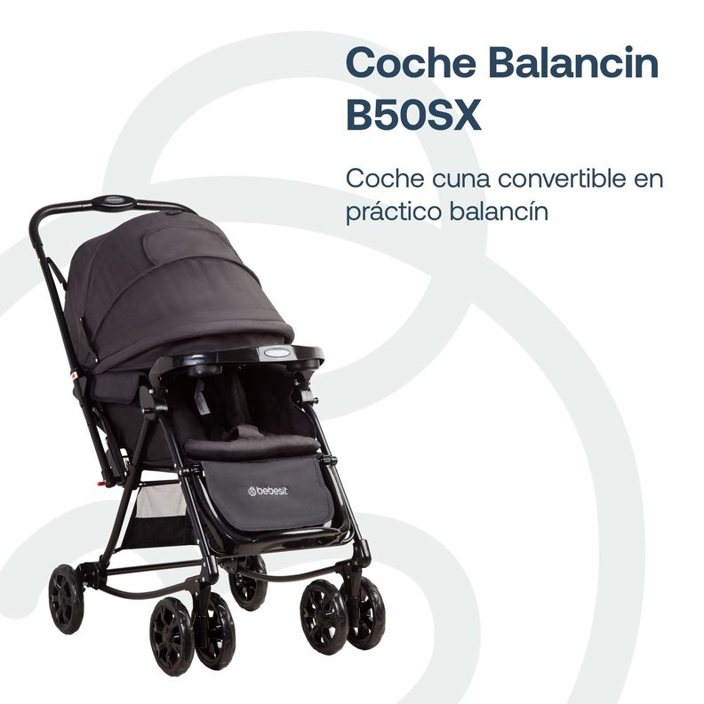 Coche Cuna Balancin SX Negro Melange Bebesit-1