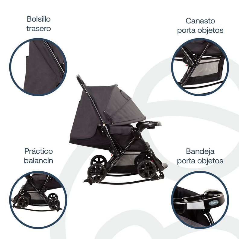 Coche Cuna Balancin SX Negro Melange Bebesit-3