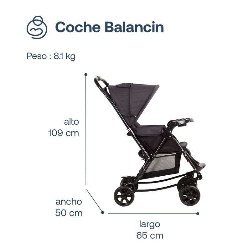 Coche Cuna Balancin SX Negro Melange Bebesit-6