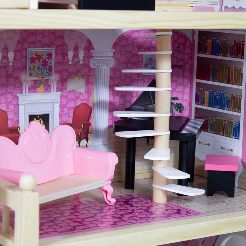 Casa de Muñecas + Muebles Madera Montessori Encantada-2