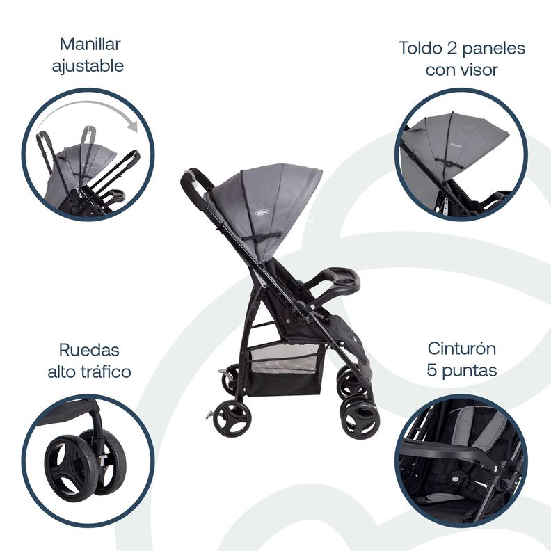 Coche Travel System Go Lite Gris Bebesit-2
