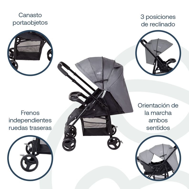 Coche Travel System Go Lite Gris Bebesit-3