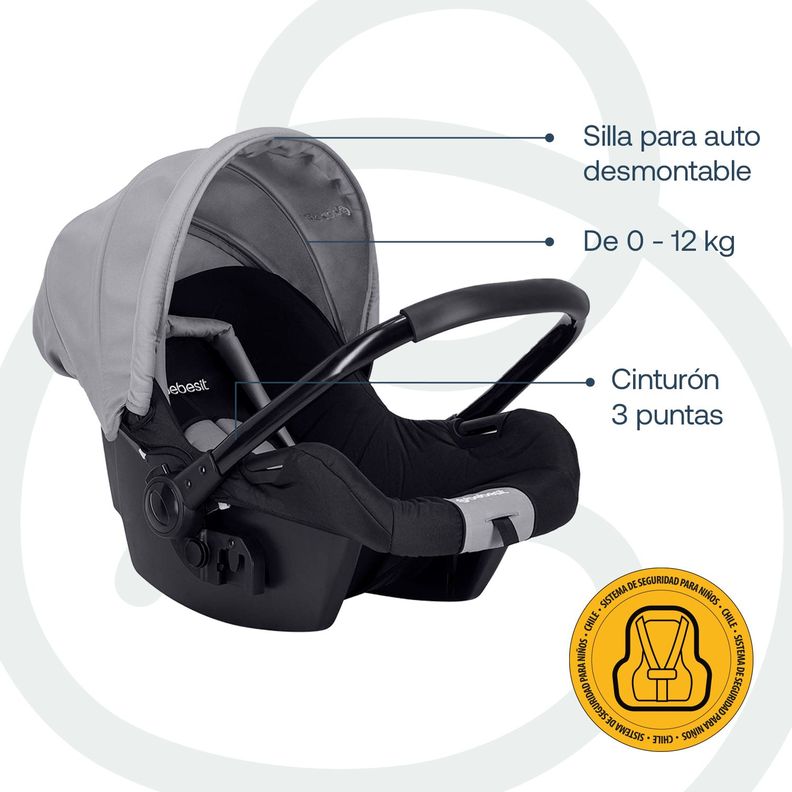 Coche Travel System Go Lite Gris Bebesit-5
