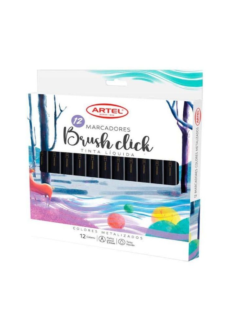 Est. Marcadores Brush Click 12 Col Metal-0
