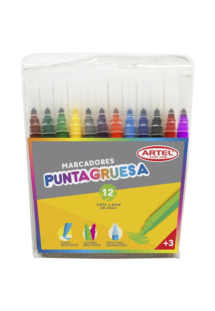 Estuche 12 Marcadores Punta Gruesa Artel-0