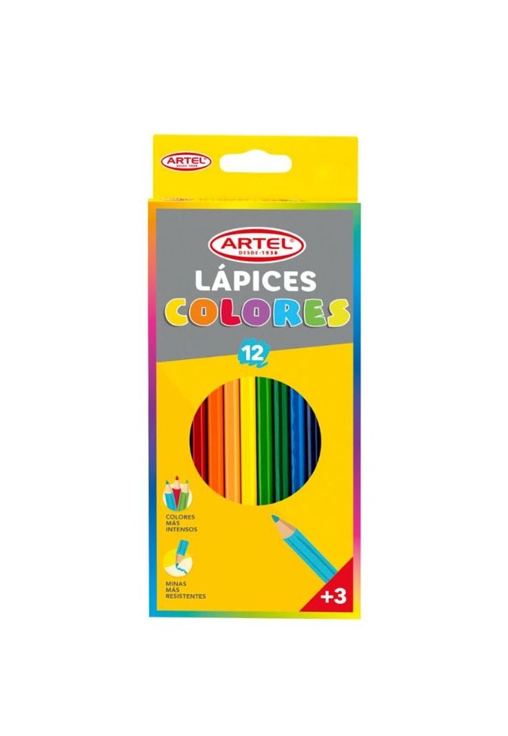 Estuche 12 Lapices de Colores Artel Largos-0