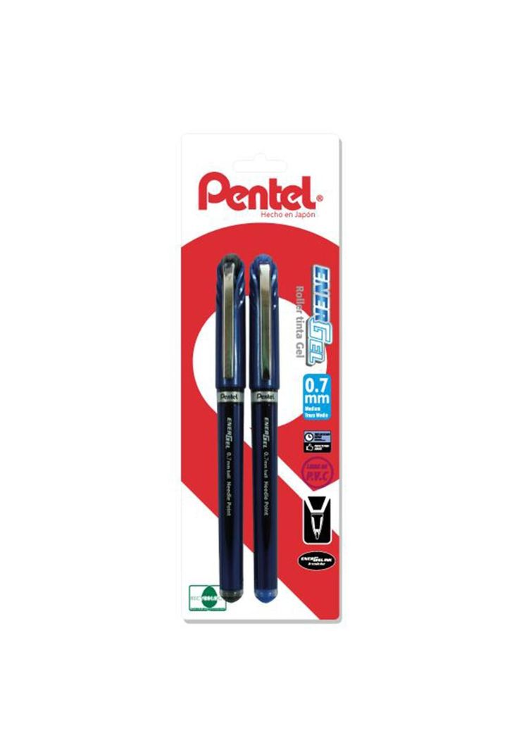 2 Roller Energel 0,7 Mm Negro / Azul Pentel-0