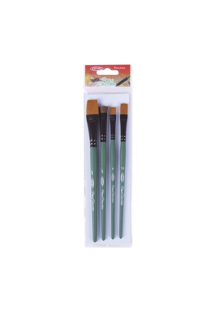 Set Pinceles Decorativos Planos 3 Largos + 1 Corto Artel-0
