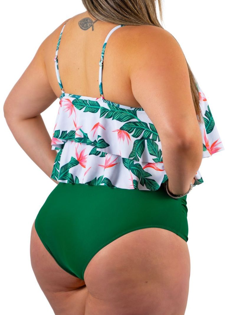 Bikini tiro alto top vuelos Maorí estampados-1