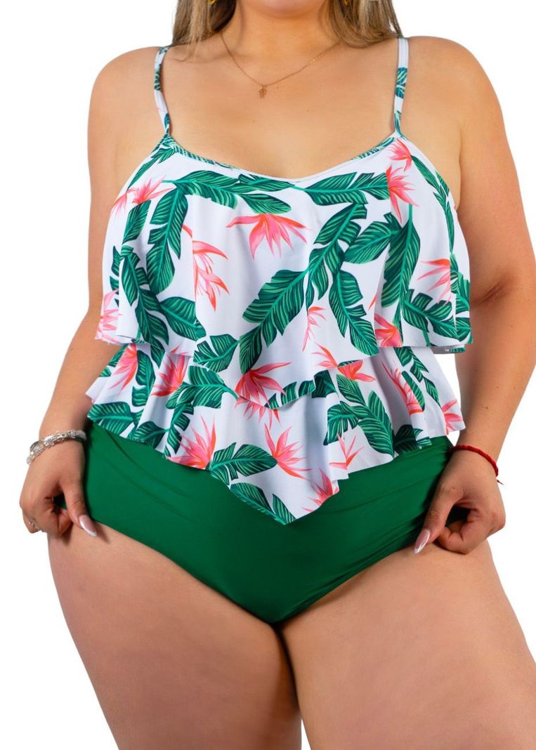 Bikini tiro alto top vuelos Maorí estampados-2