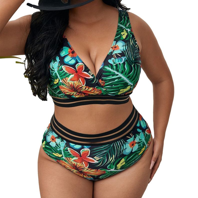 Bikini tiro alto transparencia Eagle floral tropico-0