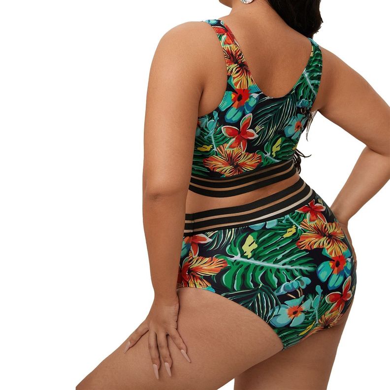 Bikini tiro alto transparencia Eagle floral tropico-2
