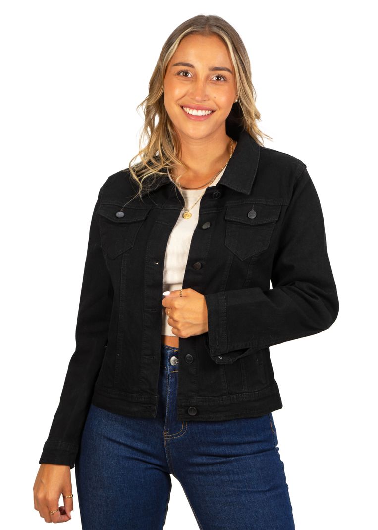 Chaqueta mujer Mezclilla Denim Negro-0