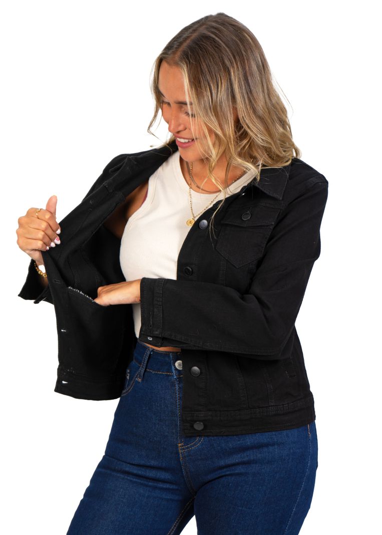 Chaqueta mujer Mezclilla Denim Negro-3