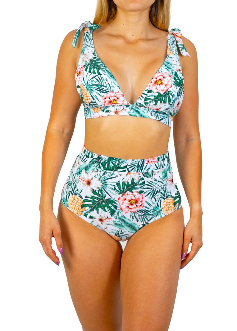 Bikini tiro alto Flora Verde colores + Kimono-2