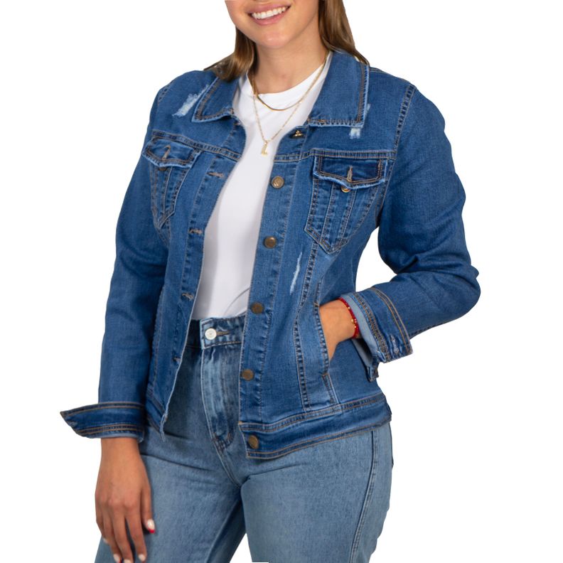 Chaqueta Mezclilla denim azul-0