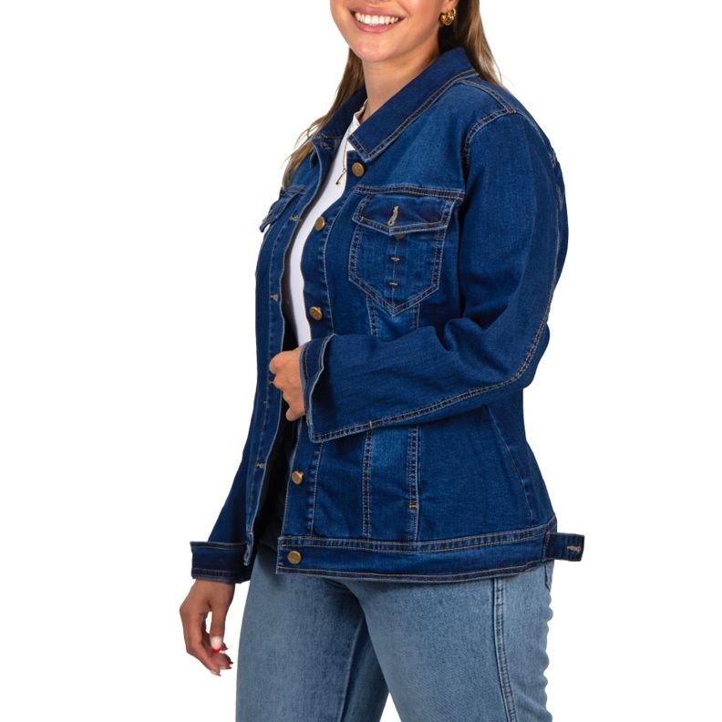 Chaqueta Mezclilla mujer denim azul -2