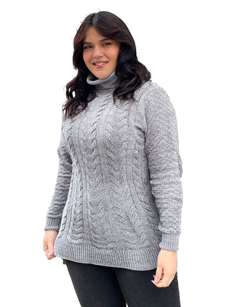 Sweater cuello alto mujer Chenille Luciana-1