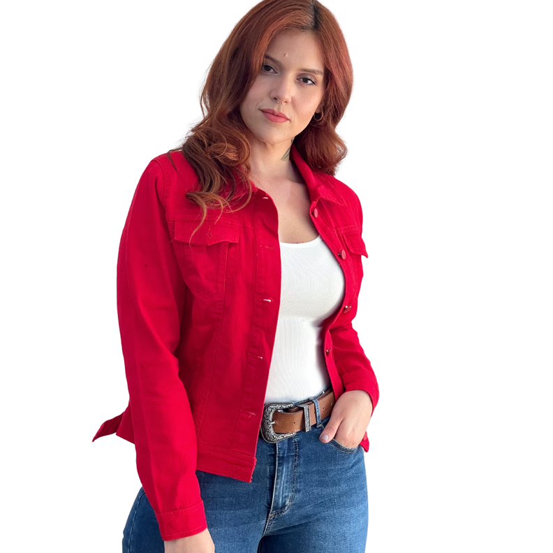 Chaqueta Mezclilla Denim Rojo-0