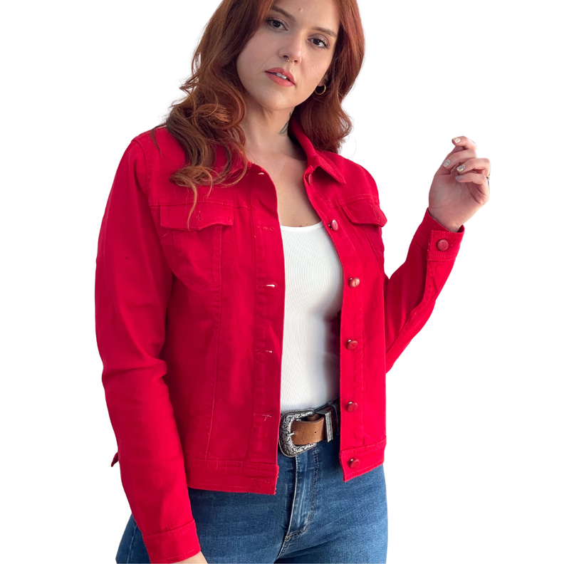 Chaqueta Mezclilla Denim Rojo-1