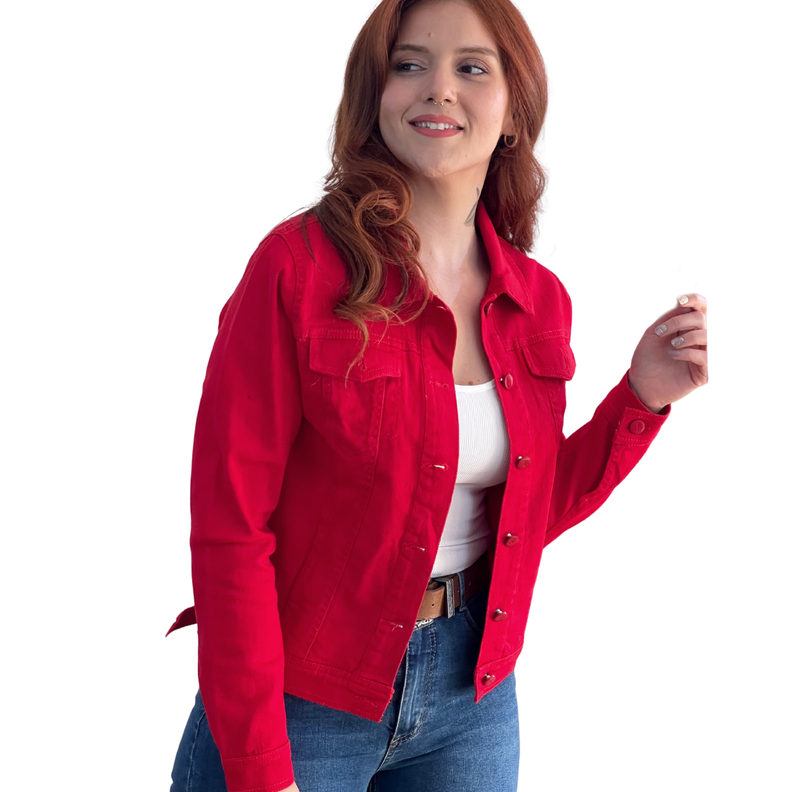 Chaqueta Mezclilla Denim Rojo-2